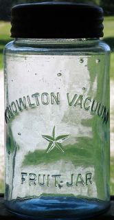 Knowlton Vacuum Fruit Jar Light Blue Quart