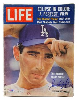Sandy Koufax Signed 1963 Dodgers Life Full Magazine PSA DNA