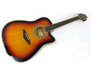 New Kona Tobacco Sunburst Cutaway Thin Body Acoustic Electric Guitar