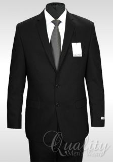 Calvin Klein Mens Suit Solid Black Modern Fit 2 Button Wool 44 Regular