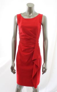 Calvin Klein New Red Womens Scoop Neck Pleated Pintuck Evening Dress