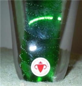Beranek Art Glass Vase Cased Green in Clear Controlled Bubbles Czech