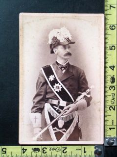 Card Photo Man in Knights Templar Regalia w Sword Newmarket NH