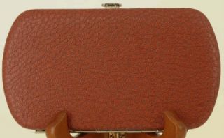 Kristine Flat Wallet Curved Mini Purse Clutch Rust Red