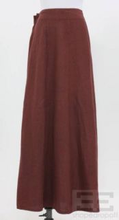 Krista Larson Red Brown Gathered Linen Maxi Skirt
