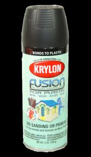 Krylon 2421 Fusion Satin Black Plastic Spray Paint Can