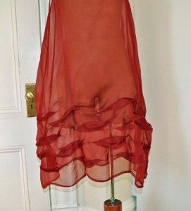 Krista Larson Wavey 100 Silk Organza Slip Dress Crimson Red One Size