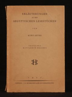 1927 Erläuterungen Aegyptischen Lesestücken Sethe 1st