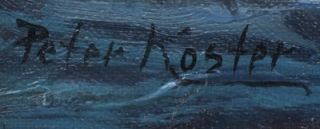 Antique Peter Koster Coastal Beach Seascape Massachusetts Oil Painting
