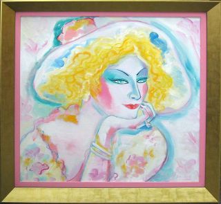 Earl Linderman La Belle Blonde Original Oil Painting on Canvas Make