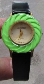Vintage La Marque Green Lucite Iridescent Ladies Watch