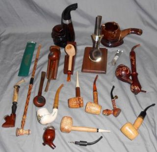Estate Pipes Lot Used La Savinelli Wardleigh etc with Stands and