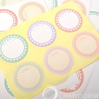 30PCS STICKERS 6TYPE Circle Pastel Paper Stickers for tags, Cards