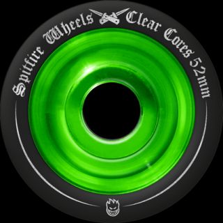 Spitfire Clearcore Skate Wheels 54mm Black Bright Green Skateboard