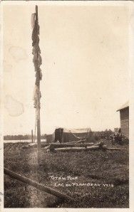 3023 Vintage RPPC Postcard 1924 Lac Du Flambeau, Wisconsin Totem Pole