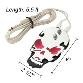 New Red Skull Tattoo Power Supply Foot Switch Pedal Flat Stainless
