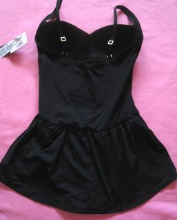 Black Swimwear Swimdress Bathing Suit One Piece Dress Swimsuit Size 12