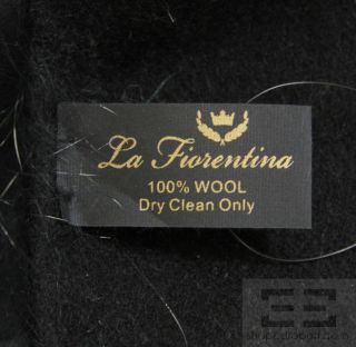La Fiorentina Black Felted Wool Fringe Rabbit Fur Trim Wrap