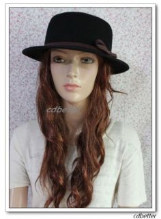 Elegant Women Lady Vintage 100 Wool Bowknot Trim Derby Fedora Hats 3