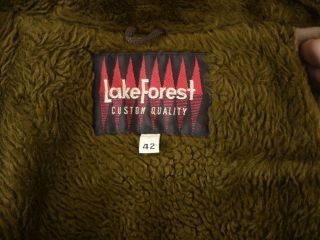 Vintage 1970s Lake Forest Khaki Canvas Faux Fur Lined Jacket Coat USA