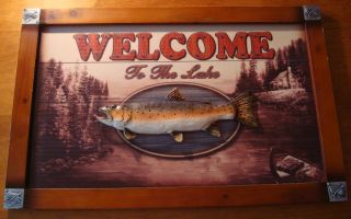 The Lake Sign Rustic Fisherman Cabin Fishing Lodge Home Decor