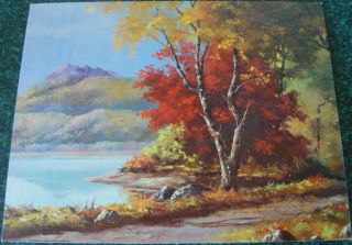 Freddy Peterson Oil Painting Print on Board Lake View