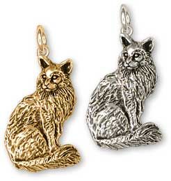 Maine Coon Cat Silver Charm Jewelry MN2C