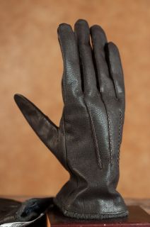 U2 New Sz L Chaps Ralph Lauren Dark Brown Mens Genuine Leather Gloves
