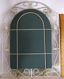 Vintage Wire Cage Wall Mirror w 2 Candle Holders Hinged Doors to Cover