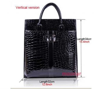 OL Ladies Patent Leather Crocodile Pattern Totes Handbags Large Sling