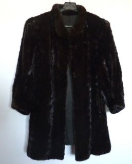U35 L Vintage Dark Brown Mink Fur Ladys Jacket Coat Size
