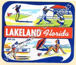 Vintage Lakeland Florida State Souvenir Travel Decal Auto Water