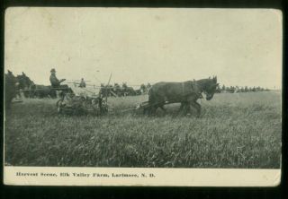 121709 Harvest w Horses Elk Valley Farm Larimore ND Postcard