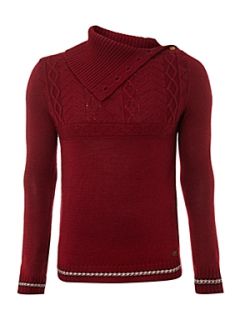 Diesel Cable knit roll neck jumper Red   