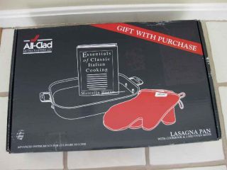 ALL CLAD STAINLESS STEEL LASAGNA PAN WITH 2 OVEN MITTS & COOKBOOK NEW