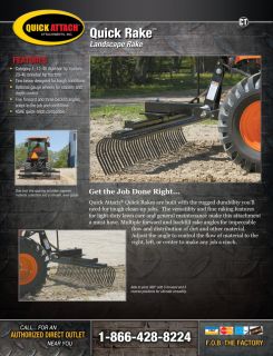 84 Cat 1 3 Point Tractor Landscape Rake Implement for John Deere