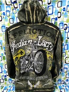 AFFLICTION INDIAN LARRY SHAMAN SIZE M GREEN ACMC JACKET HOODIE
