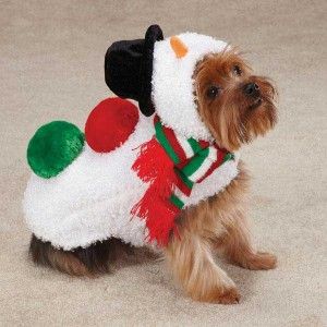Dog Snowman Jacket Coat Winter Costume Plush Snuggly Pet Clothes XXS