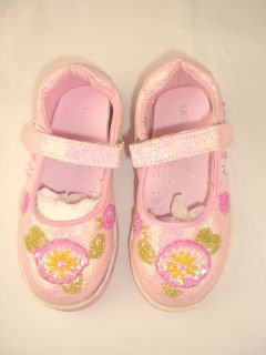 Laura Ashley Pink Dolly Sequin Girls Shoes EU24 32