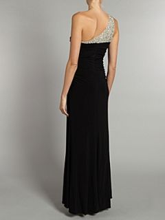 JS Collections Jersey one shoulder beaded dress Black   