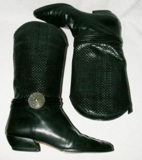 Larry Stuart Collection Black Leather Western Style Tall Womens Boots