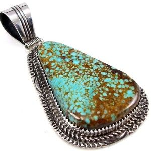 Lauren Begay Navajo 8 Turquoise Sterling Silver Large Pendant