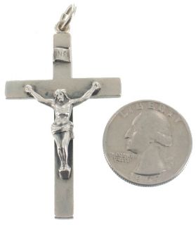 Antique Sterling Silver Large Crucifix Cross Pendant