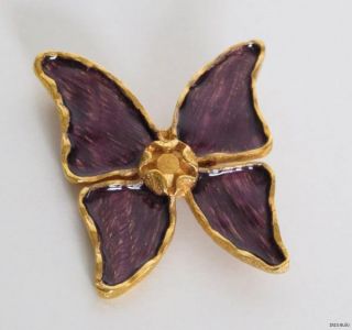 Fab Goldtone Yves Saint Laurent Purple Butterfly Pin