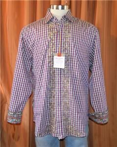 Robert Graham Paddington Long Sleeve Embroidered Purple Check Shirt
