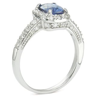 97 Ct Cushion Cut Sapphire Diamond Engagement Ring