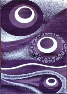 Purple White Modern Abstract 5x7 Area Rug Contemporary 1504
