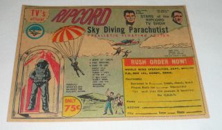1963 Ripcord TV Show Toy Ad Sky Diving Parachutist