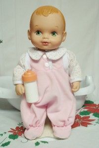 13 Water Baby Doll by Lauer Toys Splash N Tub Green Eyes Molded Hair