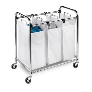 Heavy Duty Triple Laundry Cart Hamper Sorter Oraganizer Chrome New